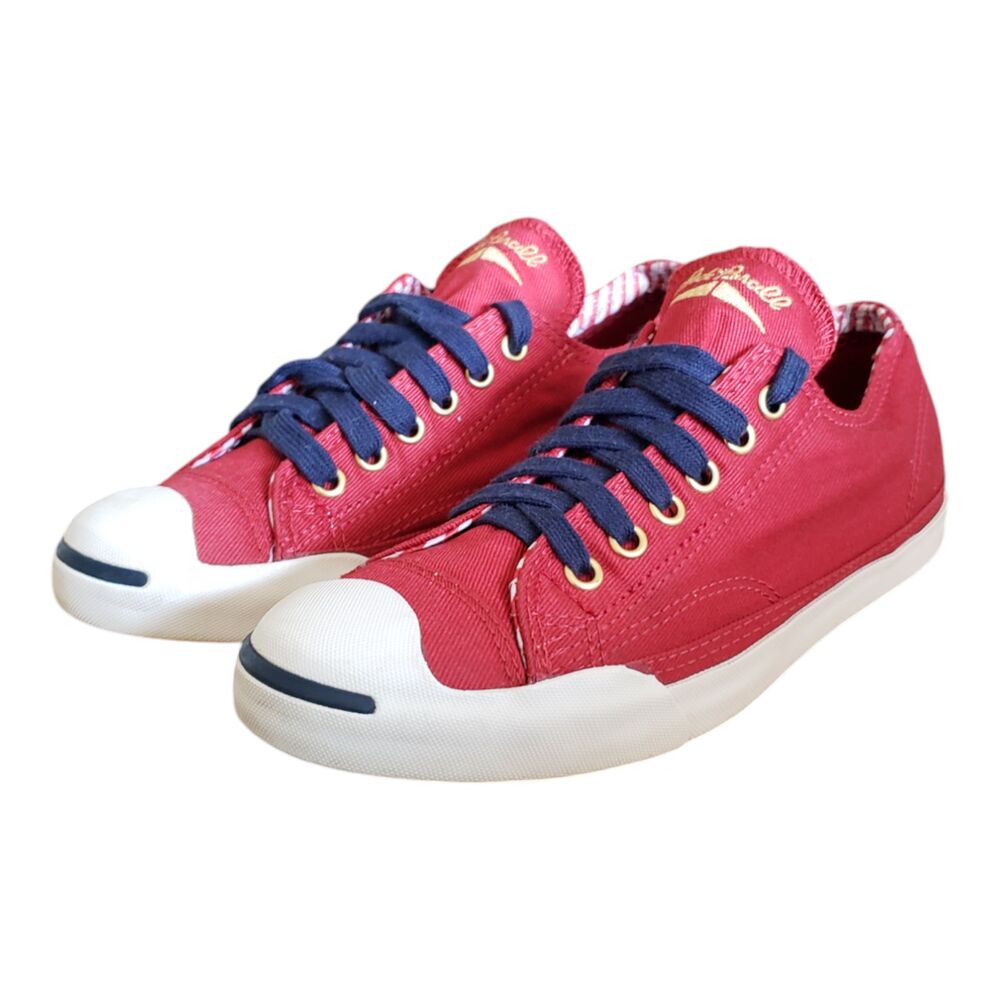 Converse X Jack Purcell Women's Size 7 Sneakers Red Low Top Canvas Lace Up Shoes